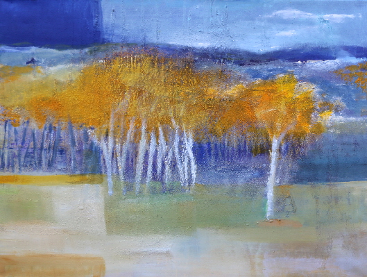 Susanne Beckh - "Birkenwald", 90 x 120, Acryl mit Sand, 2018 Susanne Beckh - "Birkenwald", 90 x 120, Acryl mit Sand, 2018