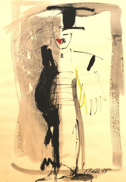 Susanne Beckh - Männlich - Weiblich, 65 x 47, Tusche mit Kreide, 1999