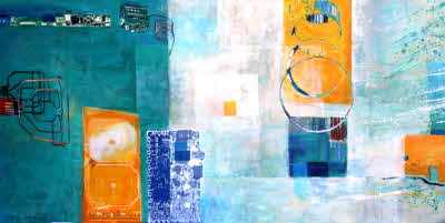 Susanne Beckh - 'Fries Teil I', 90 x 180, Acryl und Collage, 2021