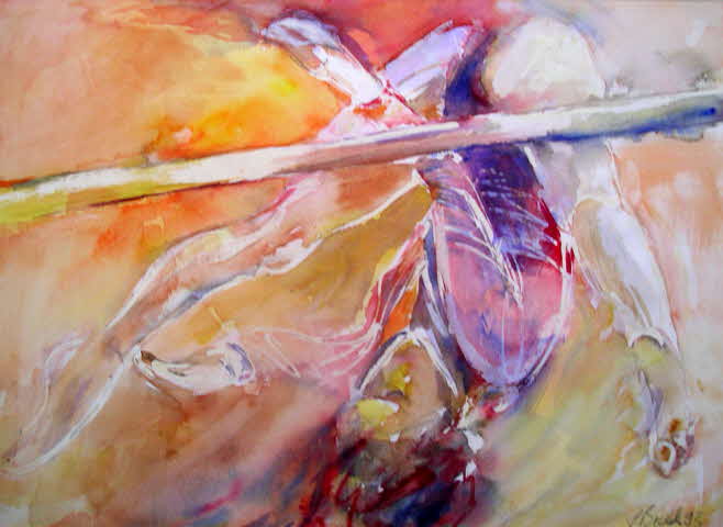 Susanne Beckh - Am Stufenbarren III, 37,5 x 51, Aquarell, 1993