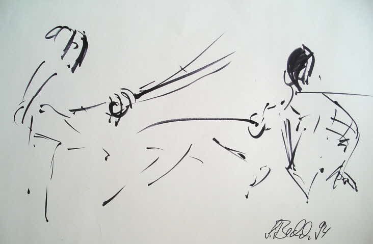 Susanne Beckh - Säbel I, Tusche, 1994
