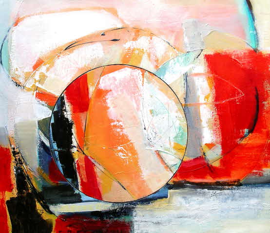 Susanne Beckh - Verdichtung und Auflösung, 70 x 80, Acryl auf Holz und Leinwand mit 1 Drehkörper, 2011