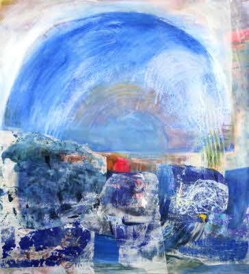 Susanne Beckh - 'Das Tor zum Neuen Jahr 2018', 130 x 120, Acryl und Collage, 2017