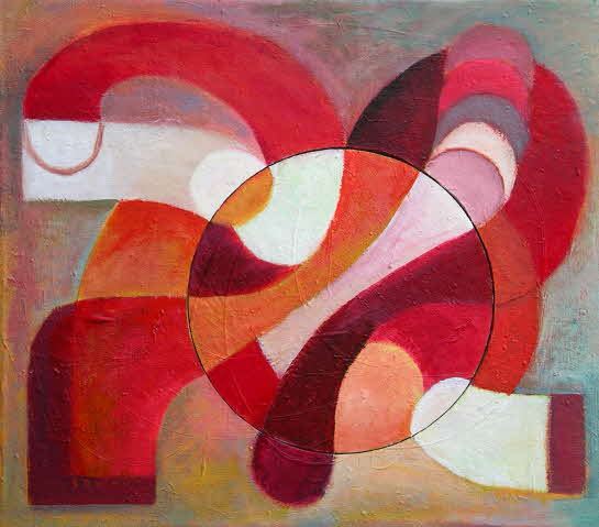 Susanne Beckh - Komposition, 70 x 80, Acryl auf Holz und Leinwand mit 1 Drehkörper, 2011