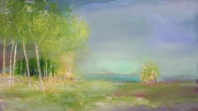 Susanne Beckh - 'Birkenlandschaft II', 60 x 120, Acryl